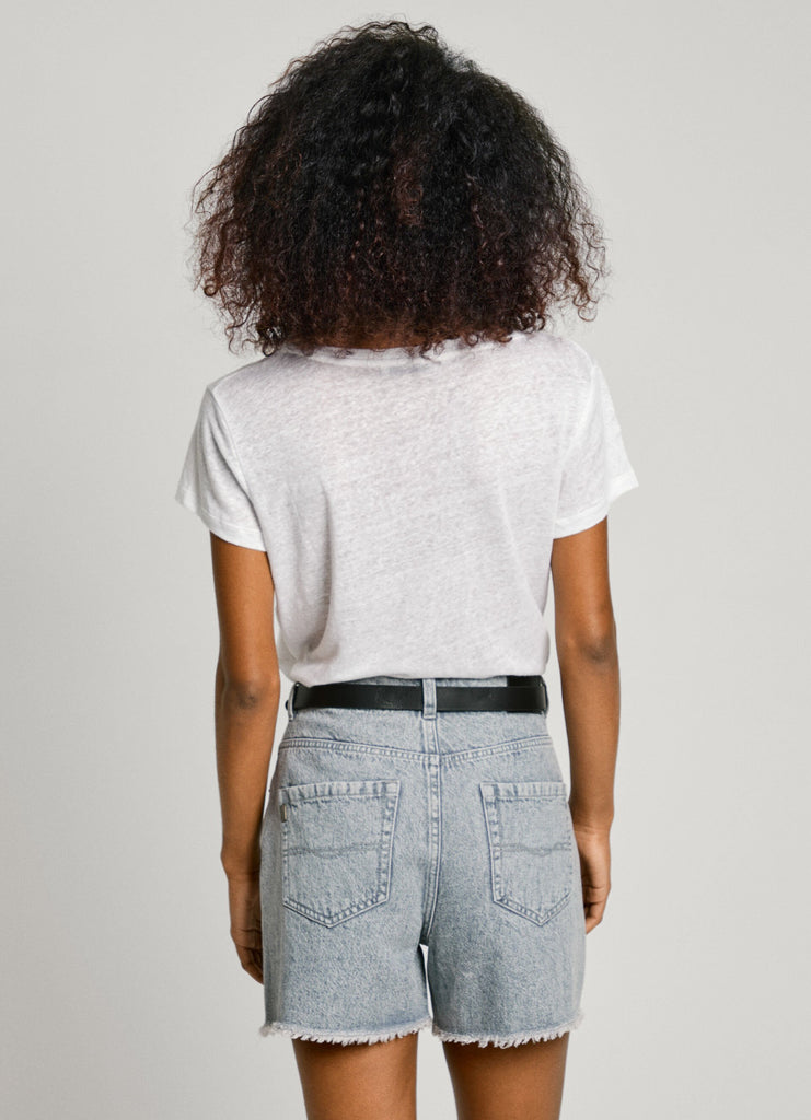 Γυναικεία Λινή Κοντομάνικη Μπλούζα Megan V-Neck Pepe Jeans | PL506048-800 ΓΥΝΑΙΚΕΙΑ > ΜΠΛΟΥΖΕΣ PEPE JEANS