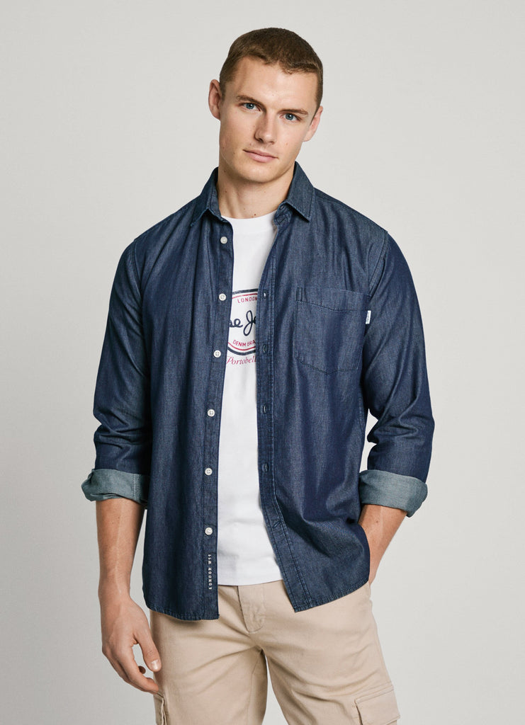 Ανδρικό Τζιν Πουκάμισο Classic Slim Fit Denim Shirt Pepe Jeans | PM309001ID2-000 ΑΝΔΡΙΚΑ > ΠΟΥΚΑΜΙΣΑ PEPE JEANS